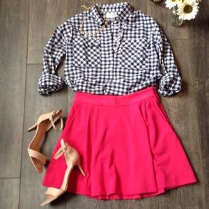 Navy & white gingham boyfriend shirt